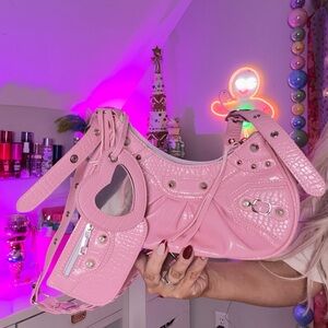 Pink Studded Shoulder Bag